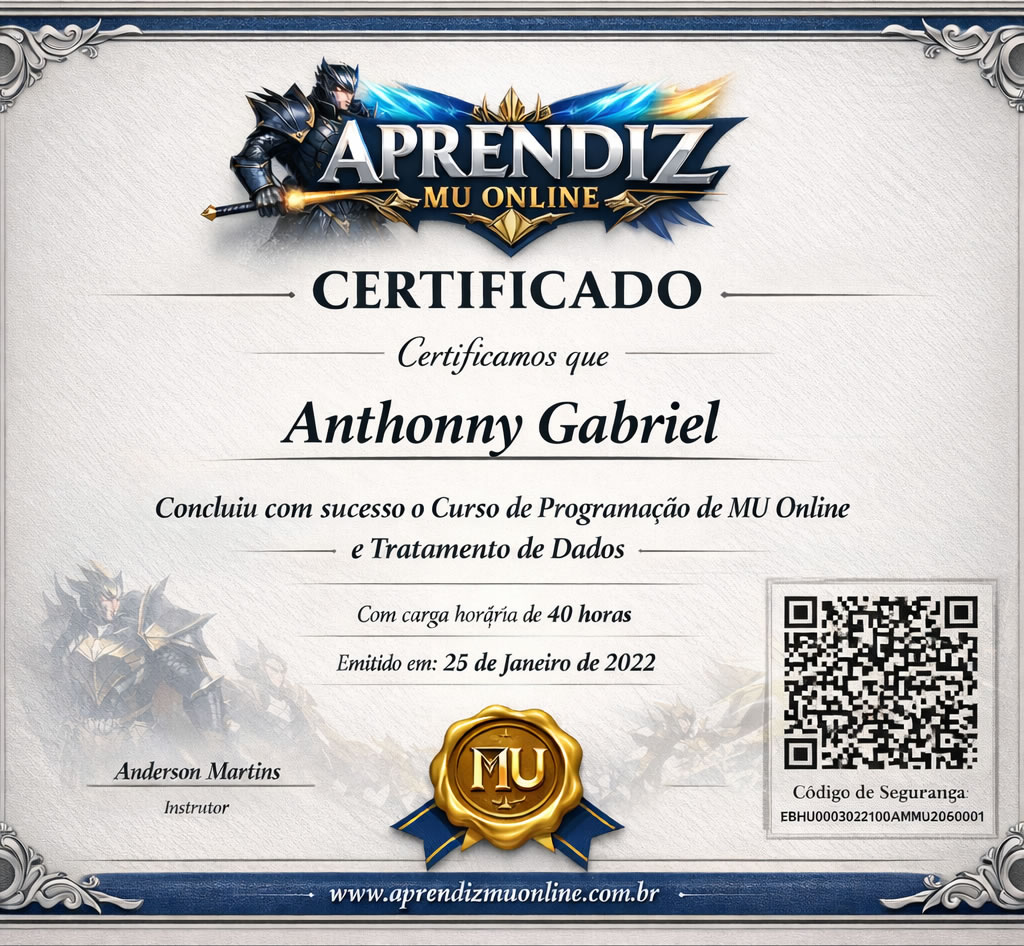 Certificado EAD Mu Online de conclusão de ensino.